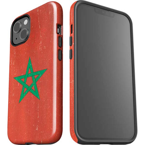Morocco Flag Distressed iPhone 15 Plus Impact Case